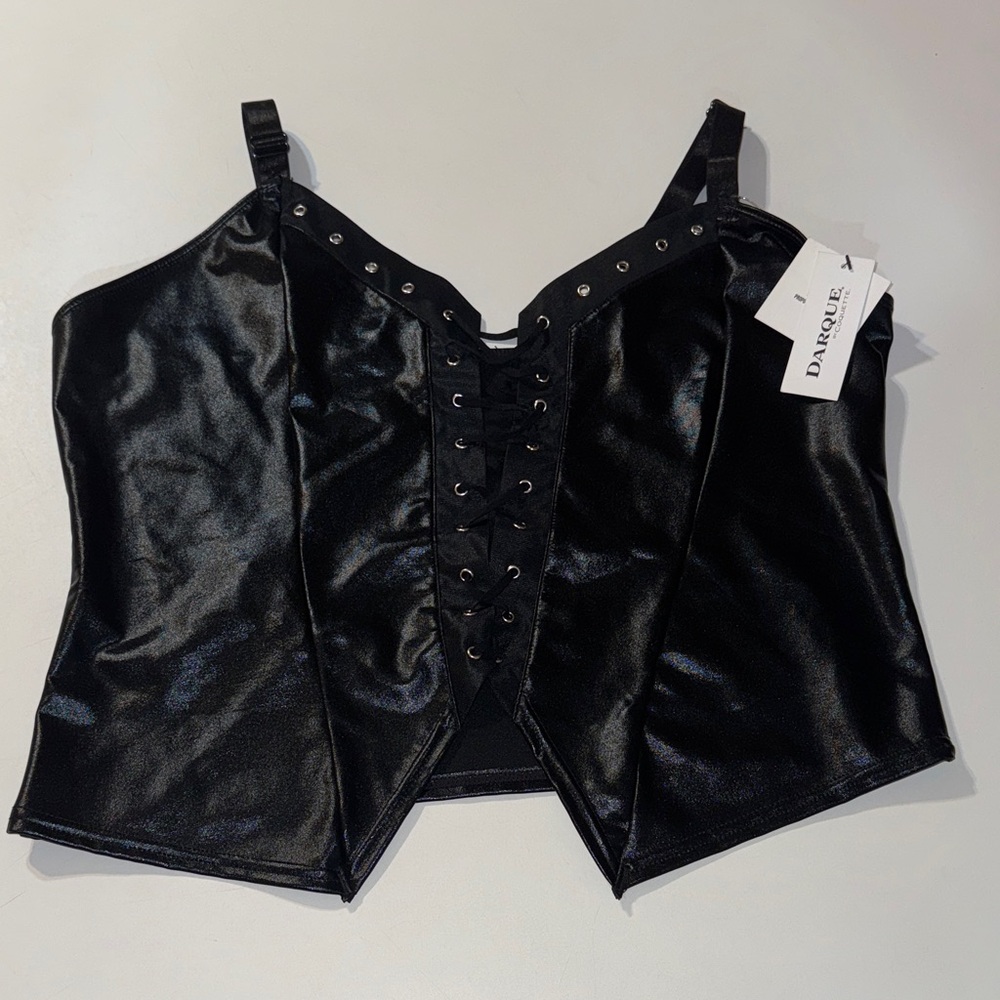 Hustler Hollywood‎ Black Lace-Up Corset/Tank Top